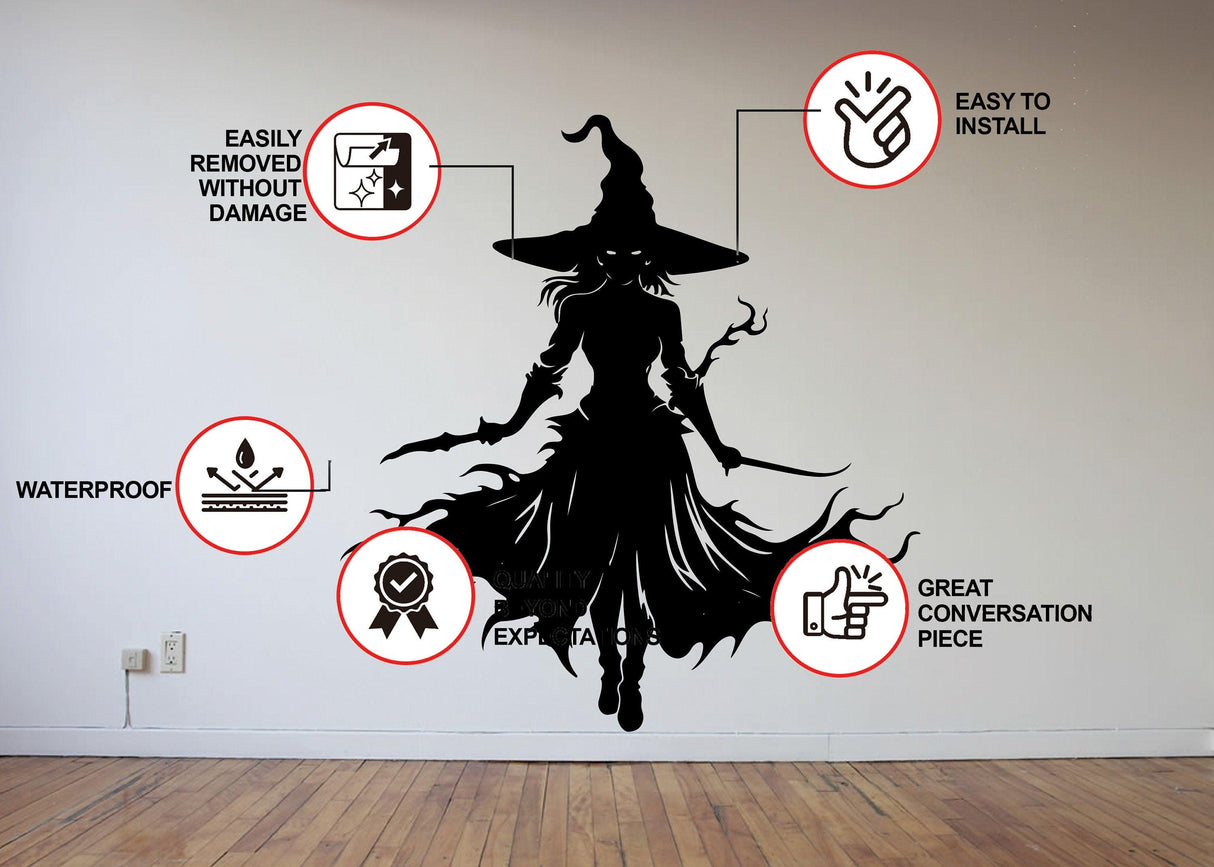 Knife-Wielding Warrior Witch Decal - Decords