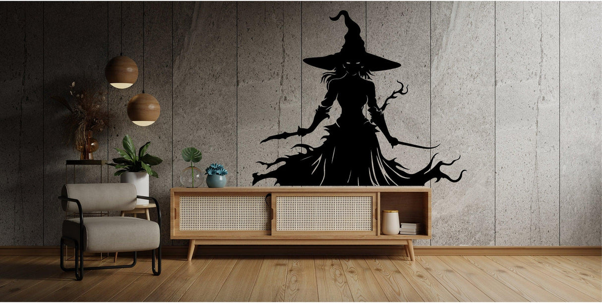 Knife-Wielding Warrior Witch Decal - Decords