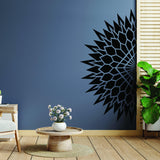 Half Geometric Mandala Wall Corner Decal - Modern Living Room Vinyl Art - Decords