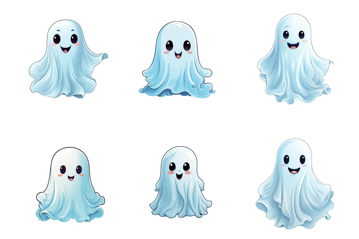 12x Printed White Ghosts Window Decals - Spooky Halloween Window Stickers Decor - Decords