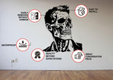 Halloween Skeleton Face Vinyl Decal - Businessman Skull with Hair Wall Art - Decords