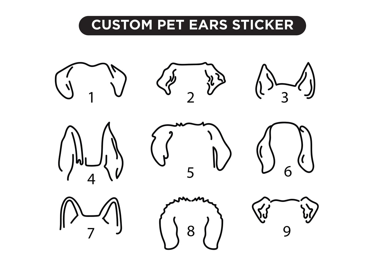 Custom Pet Ears Sticker - Personalized Dog Ears Outline Decal - Memorial Tattoo Design - Decords