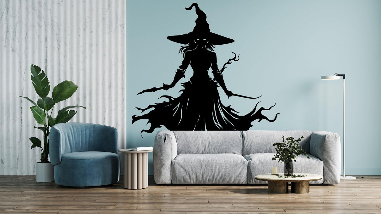 Knife-Wielding Warrior Witch Decal - Decords