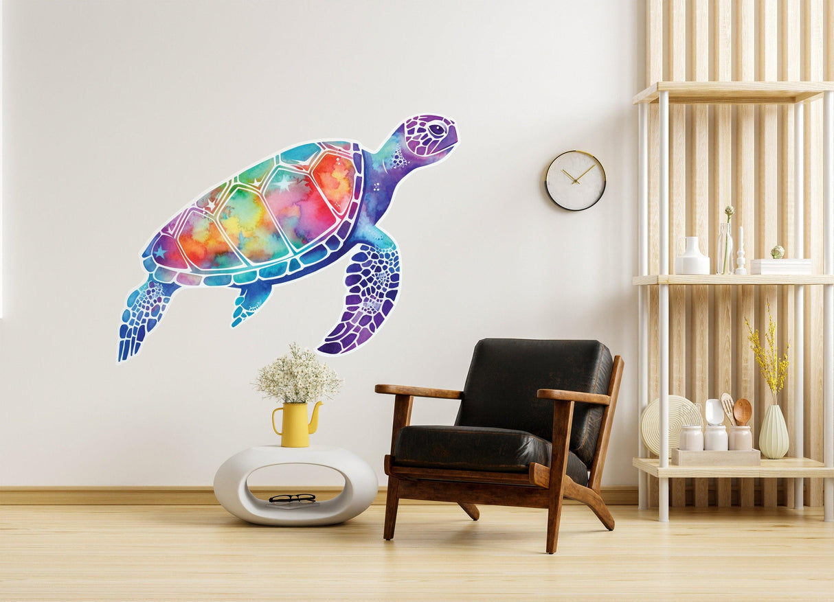 Radiant Sea Turtle Wall Decal - Vivid Ocean-Inspired Sticker - Decords