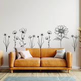 Exquisite Hand-Sketched British Wildflower Wall Stickers - Elegant Vinyl Floral Decals - Decords