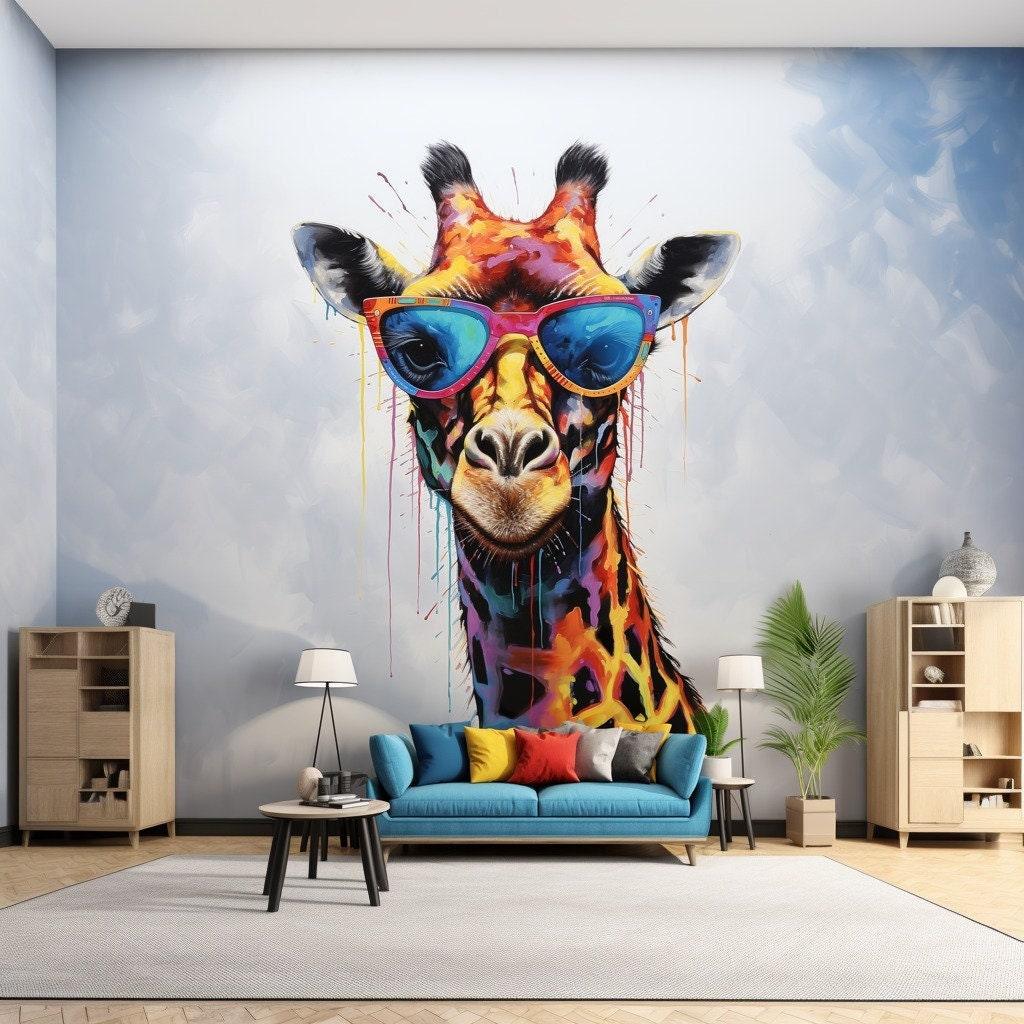 Charming Giraffe with Glasses Wall Decal - Vibrant Watercolor Toddler Sticker Room Decor - Decords