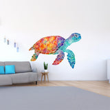 Vibrant Rainbow Sea Turtle Wall Decal - Ocean Life Removable Tortoises Sticker - Decords