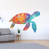 Vibrant Rainbow Sea Turtle Wall Decal - Ocean Life Removable Tortoises Sticker - Decords