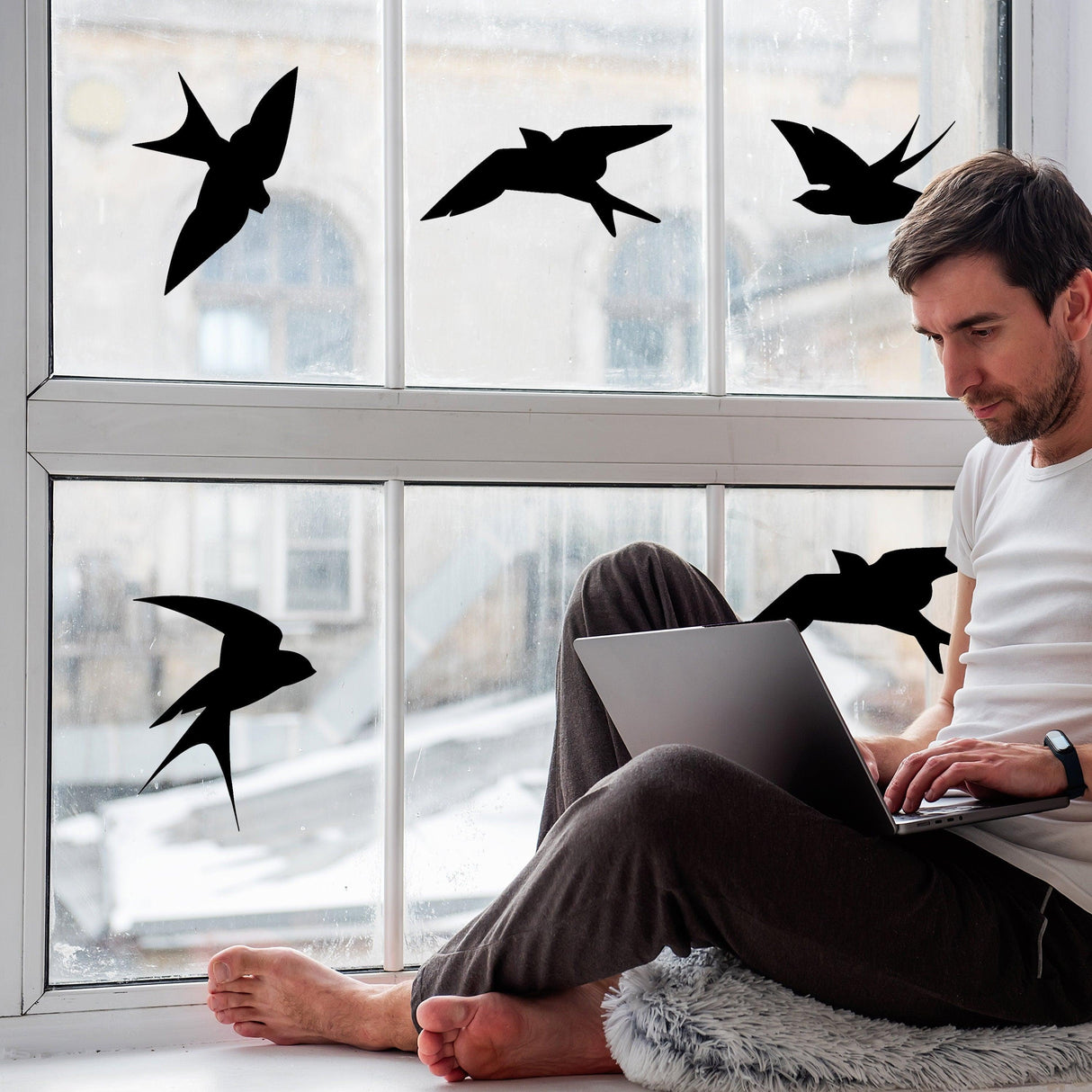 50% OFF - 25-Pack Black Bird Deterrent Window Decals - Anti-Collision Cling Stickers - Decords