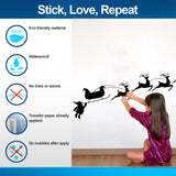 Humorous Santa & Sleigh with Deers Wall Decal - Christmas Silhouette Stickers - Decords