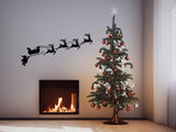 Humorous Santa & Sleigh with Deers Wall Decal - Christmas Silhouette Stickers - Decords