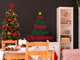 Heartfelt Christmas Quote Wall Decal - "Joy Hope Peace Believe Christmas" Text Sticker - Inspirational Family Living Room Holiday Sayings - Decords