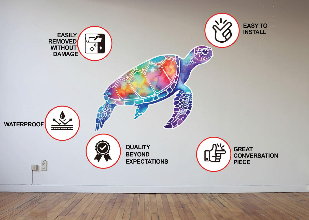 Radiant Sea Turtle Wall Decal - Vivid Ocean-Inspired Sticker - Decords