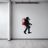 Scuba Diver Wall Sticker - Fire Extinguisher Deep Dive Silhouette - Decords