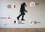 Scuba Diver Wall Sticker - Fire Extinguisher Deep Dive Silhouette - Decords