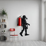 Scuba Diver Wall Sticker - Fire Extinguisher Deep Dive Silhouette - Decords