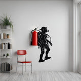 Creative Scuba Diver Silhouette Wall Sticker - Fire Extinguisher Deep Dive Design - Decords