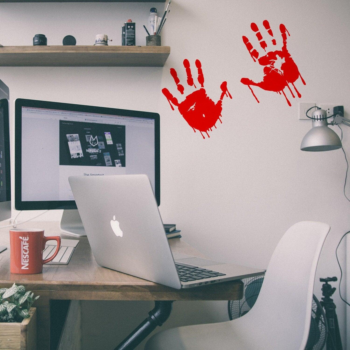 50%OFF - 8" Bloody Hands Decal - Red Vinyl Zombie Blood Sticker Decor - Decords