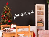 Humorous Santa & Sleigh with Deers Wall Decal - Christmas Silhouette Stickers - Decords