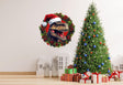 Dino Merry Christmas Wreath Wall Decal - Funny Dinosaur T-Rex in Red Hat Sticker - Decords