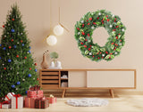 Verdant Christmas Wreath Wall Decal - Green Leaves with Red Berries Decor Sticker - Decords