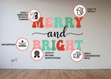 Christmas Wreath Wall Decal - Lights Ornaments Decor Sticker - Festive Wall Art Mural - Decords