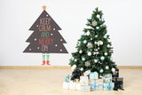 Whimsical Christmas Tree with Legs Wall Vinyl Sticker - Merry On Colorful Text Decal - Decords