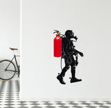 Scuba Diver Wall Sticker - Fire Extinguisher Deep Dive Silhouette - Decords