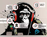 Headphone Chimp Wall Art Sticker - Urban Jungle DJ Ape Decal - Decords