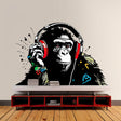 Headphone Chimp Wall Art Sticker - Urban Jungle DJ Ape Decal - Decords