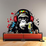 Wise Contemplative Ape with Tunes Wall Decal - Music - Decords