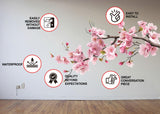 Pink Cherry Blossom Tree Branch Wall Decal - Serene Nursery Vinyl Corner Sticker - Decords