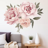 Elegant Peony Flowers Wall Decal - Watercolor Floral Peel and Stick Design - Decords