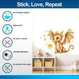 Enchanted Gold Dragon Wall Decal - Whimsical Baby Dragon Sticker Mural - Decords