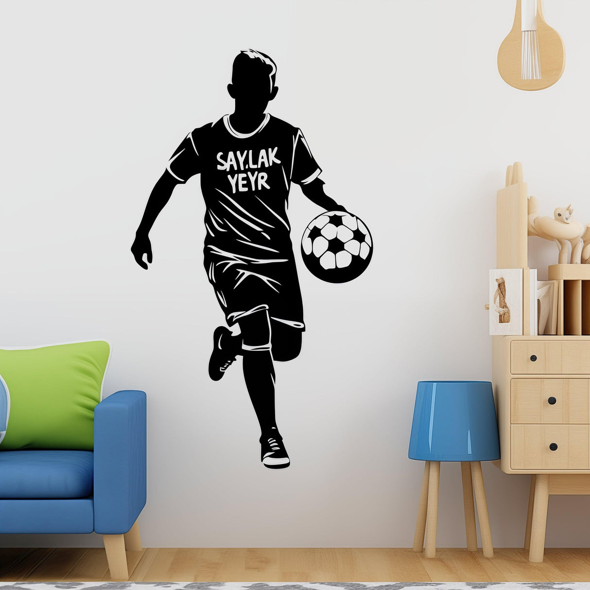 Custom Name Football Player Wall Sticker - Personalized Home Decor - Decords