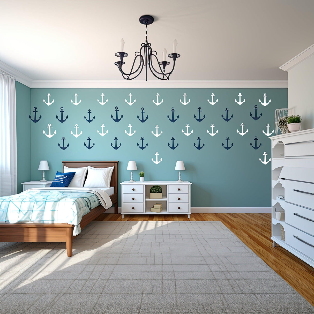 Vintage Anchor Wall Decal Collection - Set of 25 Nautical Vinyl Stickers - Decords