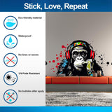 Wise Contemplative Ape with Tunes Wall Decal - Music - Decords