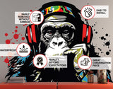 Wise Contemplative Ape with Tunes Wall Decal - Music - Decords