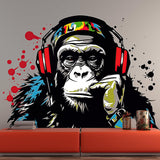 Wise Contemplative Ape with Tunes Wall Decal - Music - Decords