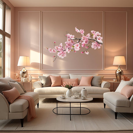 Pink Cherry Blossom Tree Branch Wall Decal - Serene Nursery Vinyl Corner Sticker - Decords