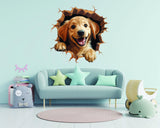 3D Dog Art Wall Sticker - Cracked Illusion Vinyl Decor - Decords