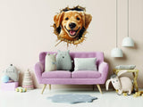 3D Cute Puppy Wall Sticker - Nursery Room Decor with Broken Dog Illusion Effect - Decords