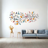 Stylized Tree Wall Sticker with Colorful Leaves - Modern and Artistic Vinyl Decal for Room Decor - Decords