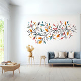 Stylized Tree Wall Sticker with Colorful Leaves - Modern and Artistic Vinyl Decal for Room Decor - Decords