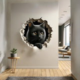 3D Dog Art Wall Sticker - Cracked Illusion Vinyl Decor - Decords