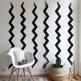 Modern Black Zigzag Wall Stickers - Vertical Patterns Vinyl Stickers for Contemporary Room Decor - Decords