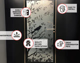 Elegant Frosted Black Tree Silhouette Decal for Glass Doors or Windows - Privacy Frosting Film with Etched Branch and Bird Sticker Design - Decords