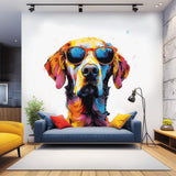 Colorful Watercolor Golden Retriever in Glasses Wall Sticker - Whimsical Toddler Room Dog Art Decal - Decords