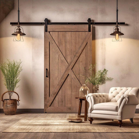 Barn Door Wallpaper Sticker - Brown Rustic Wood Barn Door Cover Decal - Decords