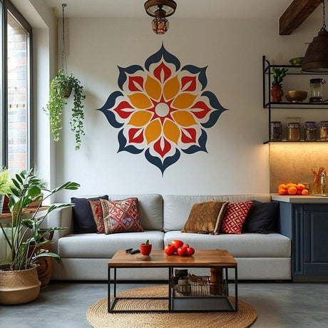 Vibrant Mandala Wall Sticker - Removable Vinyl Decal for Meditation and Yoga Space - Decords